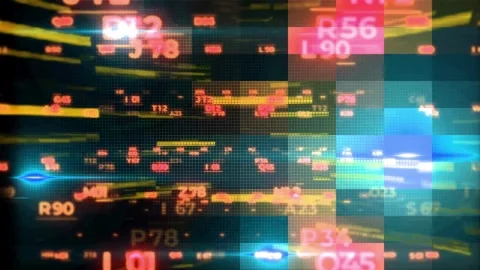 Digital Engineering Tech Blueprint Background with Concentric Circles and Gr Video stock 343539388