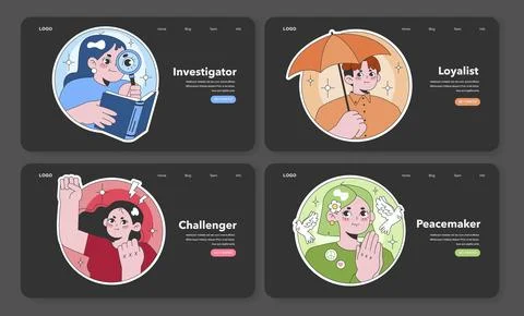 Digital enneagram guide. Flat vector illustration Stock Illustration