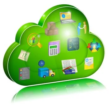 Digital enterprise management in cloud application. Concept icon. Illustrazione stock
