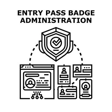 Digital entry access badge administration system Stock Illustration