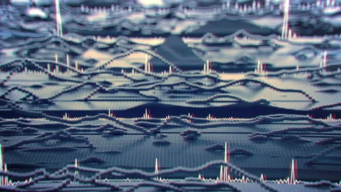 Digital equalizer analyzing big data seamless loop 3D render animation Stock Footage 165492541