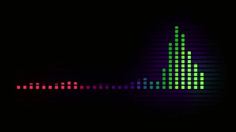 Digital equalizer bar graphic animating to music beat motion background Stock Footage 347605210