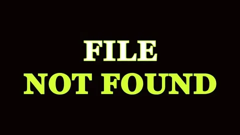 Digital error animation with text file not found in cinematic motion and gl.. Stock Footage 344282651