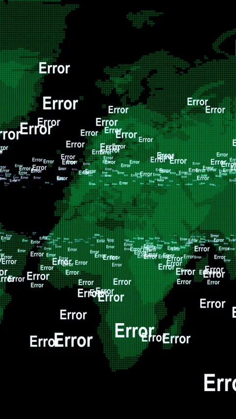 Digital Error Distribution Across a Stylized Global Map Design vertical video Stock Footage 315414957