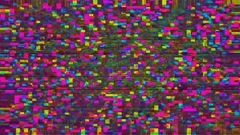 Digital Error Overlay 4K Seamless — Bad TV Glitch VJ Loop Stock Footage 329813104