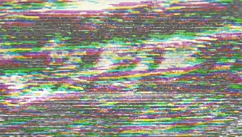 Digital errors on the screen. Colorful stripes noisy television screen Stock Illustration