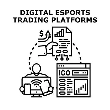 Digital esports trading platforms concept illustration Stock Illustration