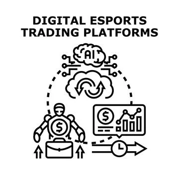 Digital esports trading platforms using ai concept Stock Illustration