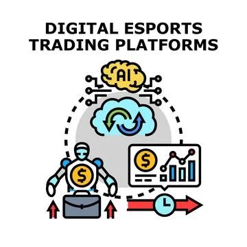 Digital esports trading platforms using ai concept Stock Illustration