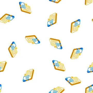 Digital essay isometric icon seamless pattern color Illustrazione stock