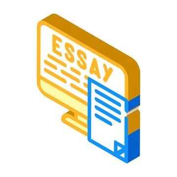 Digital essay isometric icon vector illustration color Illustrazione stock