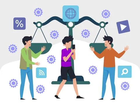Digital Ethics Concept Illustration Style Stock Illustration