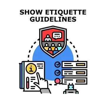Digital etiquette guidelines for online communication rules Stock-Illustration