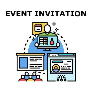 Digital event invitation planning online communication concept Stock Illustration
