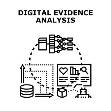 Digital evidence analysis concept exploring cyber security forensics Stock Illustration