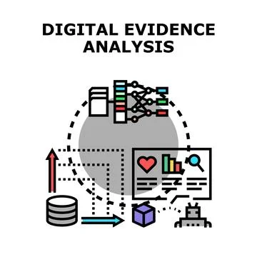 Digital evidence analysis concept exploring cyber security forensics Stock Illustration