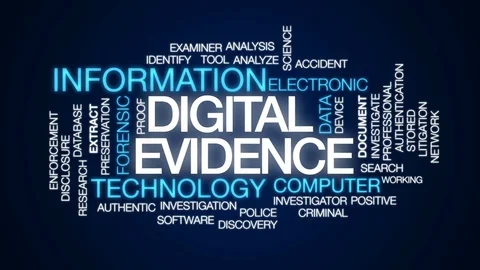 Digital evidence animated word cloud, text design animation. Stock Footage 81736229