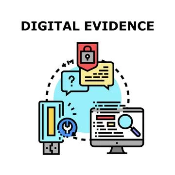 Digital evidence forensics finding data security concept Stock Illustration