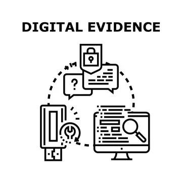 Digital evidence forensics finding data security concept Stock Illustration