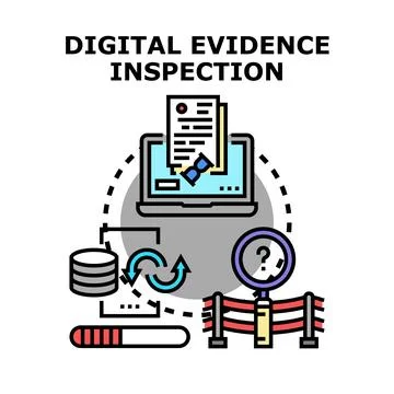 Digital evidence inspection process for forensic analysis Ilustración de archivo