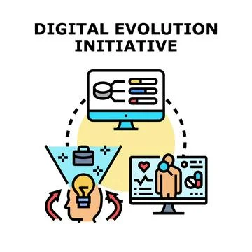 Digital evolution initiative concept for business development Stock Illustration