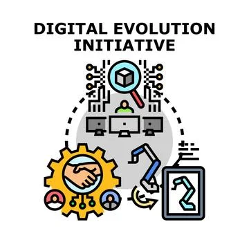 Digital evolution initiative concept developing future technology イラスト素材