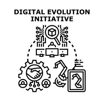 Digital evolution initiative concept developing future technology イラスト素材