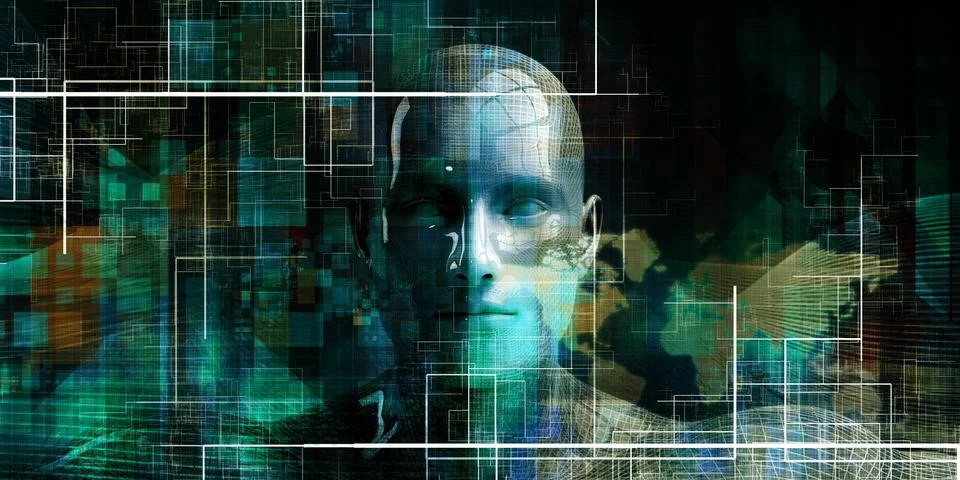 Digital Evolution Powered by Futuristic Technology Background Concepts Stock Illustration