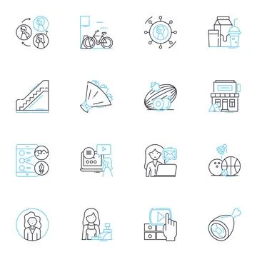 Digital experience linear icons set. Automation, Integration, Personalization Stock Illustration