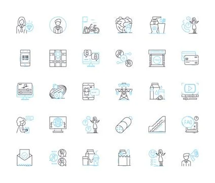 Digital experience linear icons set. Automation, Integration, Personalization Stock Illustration