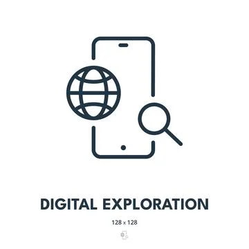 Digital Exploration Icon. Internet, Network, Explore. Editable Stroke. Simp.. Stock Illustration