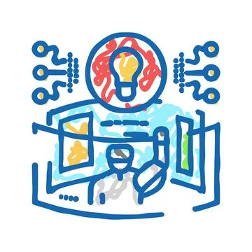 Digital explorer tech enthusiast icon doodle illustration Illustrazione stock