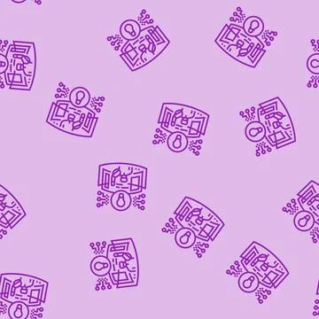 Digital explorer tech enthusiast line seamless pattern Stock Illustration