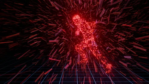 Digital explosion with running man Video stock 152999710