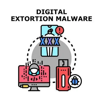 Digital extortion malware attacking personal privacy data 스톡 일러스트