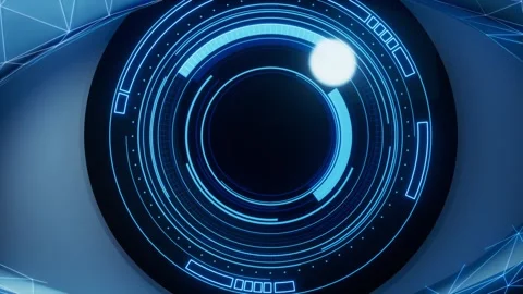 Digital eye with an abstract futuristic interface, showcasing the convergen.. Stock Footage 332338007