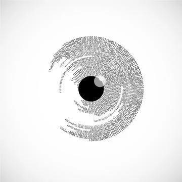 Digital eye with binary code, technology oncept. Futuristic tech secure surve Illustrazione stock