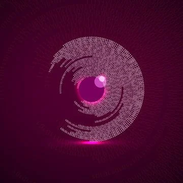 Digital eye with binary code, technology oncept. Futuristic tech secure surve Illustrazione stock
