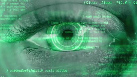 Digital eye with binary codes. Concept of future innovation and AI artificial Video stock 235184981