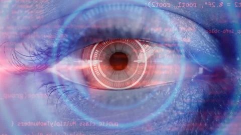 Digital eye with binary codes. Concept of future innovation and AI artificial Video stock 238999447