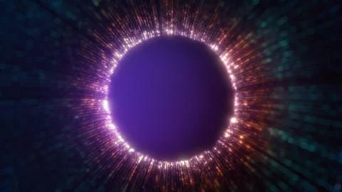 Digital Eye Fly-Through: An abstract animation of a glowing pupil and iris made Stock Illustration