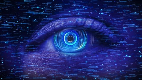Digital Eye high-tech eye, Biometric eye scan network intricate digital elements Stock Footage 333970586