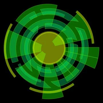 Digital eye isolated on black background. Circular clipart. Stock Illustration