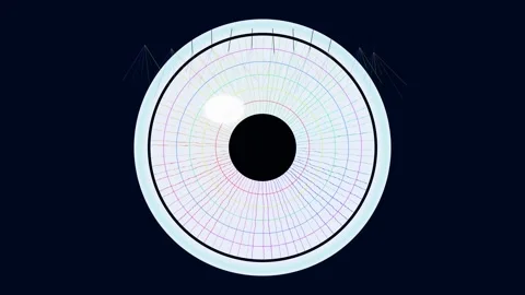 Digital eye with lines and patterns on dark background Stock Footage 337072401
