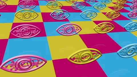 Digital eye multiple 3d symbol loop seamless Stock Footage 333480749