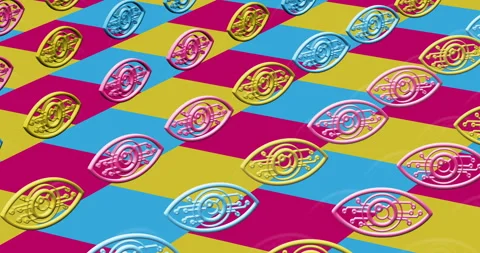Digital eye multiple 3d symbol loop seamless Stock Footage 333481587