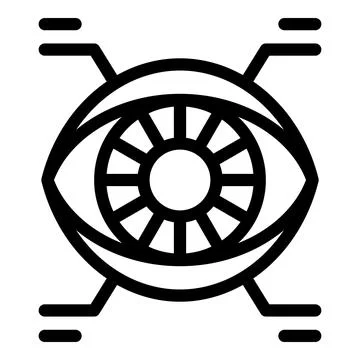 Digital eye scanning analyzing information through data stream Stock Illustration