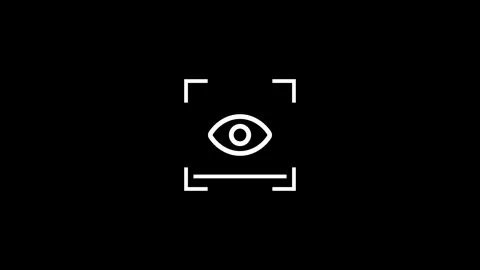 Digital eye scanning animation with white outline on black background for s.. Stock Footage 329145102