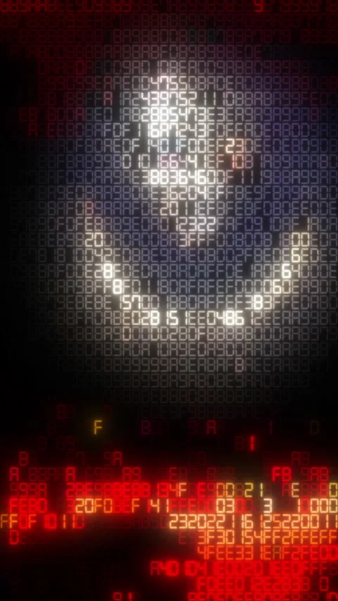 Digital eye scanning hexadecimal code animation Video stock 346400832