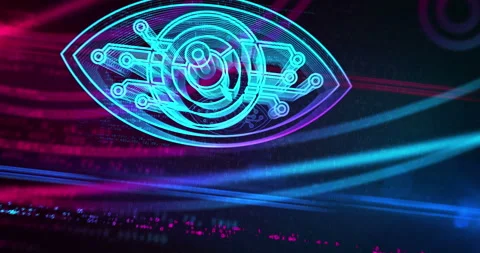 Digital eye symbol loop seamlees tunnel animation Stock Footage 333279121
